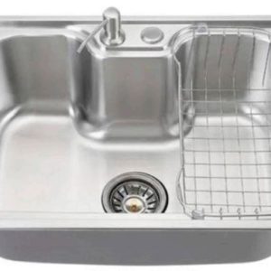 CUBA ACO INOX-430 ESCOVADO 60X42-20 C/CESTO/DISPENSER/VALVULA