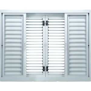 VENEZIANA 120X150X14 ACO BRANCO FLEX 6 FOLHAS (2 FIXAS) C/VIDRO LISO S/GRADE 999074