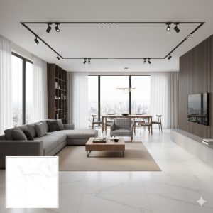 PISO SEMI-GRES 75X75-A RETIFICADO CARRARA BIANCO ACETINADO LZ V2 3 FACES - MEGALUME